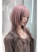 ペールピンクデザインカラーブロックセクションハッシュカット