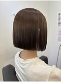 タッセルボブ 切りっぱなし 縮毛矯正 ストレート 大阪ボブ