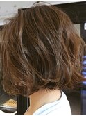ゆる巻き前下がりボブ