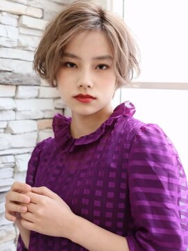 ルーツ(ROOTS) ハイトーン ボブ インナーカラー グレージュ 学割U24 ROOTS