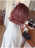 ブリーチなし×ボブ×チェリーピンク