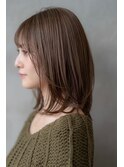 大人かわいい前髪セシルカットココアブラウンフリンジウェーブ