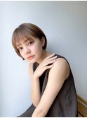耳掛けコンパクトショートボブ×アッシュベージュ