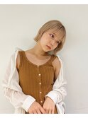 外ハネボブ　ミニボブ　レイヤーボブ　ハイトーンカラー