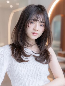 ケアリー 流山おおたかの森(Carelly) 大人かわいい前髪セシルカットココアブラウンフリンジウェーブ