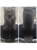 縮毛矯正Before＆After　髪質改善縮毛矯正/超音波トリートメント