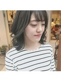 “色っぽふんわりミディ 重軽ウエーブ シースルーバング”中西