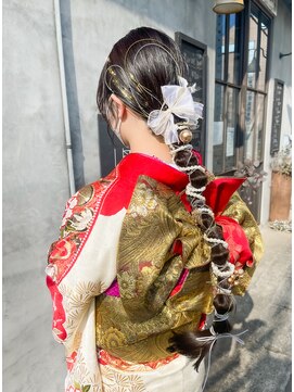 ノード(NODO) 【成人式ヘア】パールと金箔のポニーテールスタイル