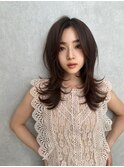 ハイレイヤーレイヤーカットくびれヘア韓国ヘアシースルーバング