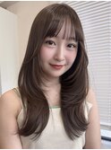 小顔似合わせカットフェミニンロングレイヤーメルティカラー
