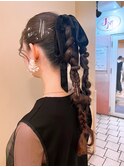 ツイン編みおろし