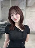 大人ガーリー似合わせカットミディアムレイヤーダークアッシュ