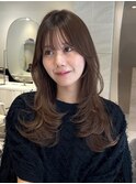 顔周りカットレイヤーカット縮毛矯正コスメストレート韓国ヘア