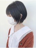 大人かわいい黒髪丸みショート20代30代40代髪型