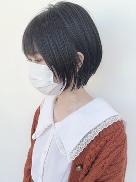 ステア ケース(stair case) 大人かわいい黒髪丸みショート20代30代40代髪型