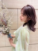 くびレイヤーボブ美髪エアリーロングラベンダーピンクブラウン