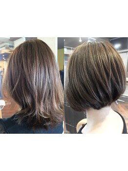 白髪をぼかすハイライトで絶妙な抜け感を実現！伸びた時に目立ちにくいのも嬉しい◎【横浜駅徒歩2分】