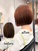 ヘアサロン ドットプラス 町田店(dot. plus)&nbsp;【市井友佳子】小顔ボブ/アプリコットオレンジ/時短ボブ/町田