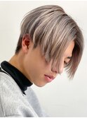 センターパートブリーチダブルカラーフェイスフレーミン