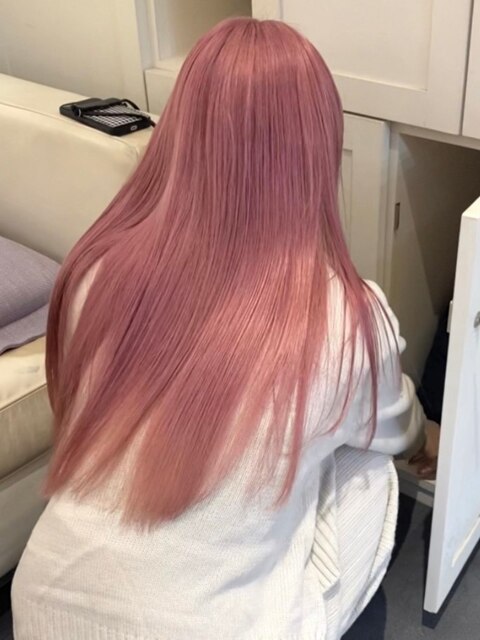 3440ベールピンクボルドーシャギーオルチャンヘアピンクベージュ