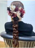 ヘアアレンジ ローポニー 編み下ろし ヘアセット ロングヘア
