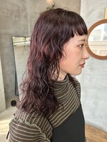 テトヘアー(teto hair)&nbsp;暖色カラー　レッドピンクオレンジコーラル　ウェーブ