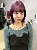 ローレンアンドパレード 並木坂店(Lauren&Parade)&nbsp;ブリーチ デザインカラー パープル レイヤーボブ くびれヘア