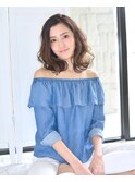 パールグレー×鎖骨ボブ