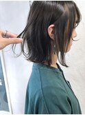 nude仲井【ブリーチなし】モスグリーンカラー/切りっぱなしボブ