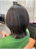 くびれボブ/暗髪/ダークグレージュ/大人女性のレイヤースタイル