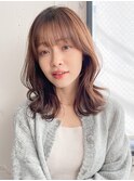小顔 似合わせカット メルティーカラー ウェーブミディアム