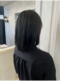 福山美容室caary 内巻きミディアム切りっぱなし透明感20代30代