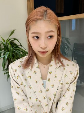 ラミエ バイ メルト 吉祥寺(lamie by melt) 小川/ブリーチwカラーオレンジベージュミディアム似合わせ20代