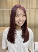 シースルーバング/レイヤーカット/ピンクラベンダー【柏・柏駅】