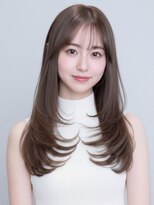 オレンジペコ(orange peco)&nbsp;シースルーバング 髪質改善 ロングレイヤー ブラウンカラー 30代