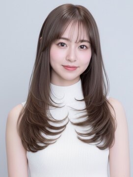 オレンジペコ(orange peco) シースルーバング 髪質改善 ロングレイヤー ブラウンカラー 30代