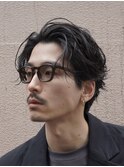 原宿メンズパーマルーズパーマシャドウパーマセンターパート緩め