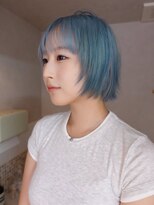 ネルケ 立川(nelke)&nbsp;アイスブルーハイトーンダブルカラーハッシュカットボブ立川