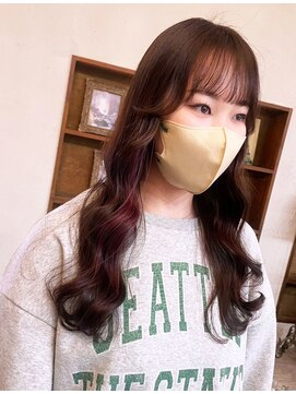 ブランシェ(branche) ベビーピンク/韓国風/レイヤーロング/ぱっつん前髪