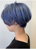 ネイビーブルーコンパクトショートヘア_トリプルカラー_349