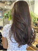 Balayage / ombre / long layer/ curtain bangs / English