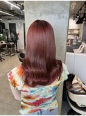 miu&橋本愛海　ブリーチなしダブルカラーで艶々レッド