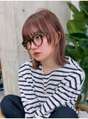 ふんわりミディアムシースルーバング大人ボブレイヤーカット