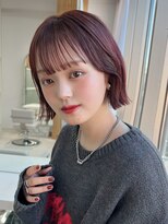 30代シースルーぱっつん前髪で可愛い結べるボブ外ハネボブ