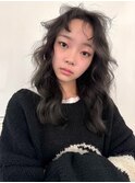 【olive】オリーブカラー_ミディアムレイヤー_コテ巻きアレンジ