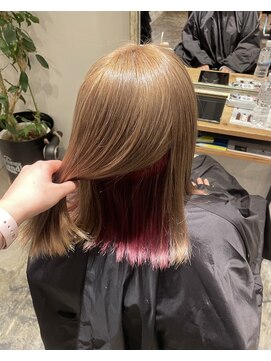 トラ バイ プティパ(Tora by petit pas) インナーカラー ミルクティー×レッド