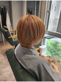 #ショートヘア#ブリーチ#イエロー#オレンジ