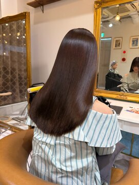 ロンドアベニール 北千住(Lond avenir) ブリーチなしチェリーブラウン髪質改善縮毛矯正酸性ストレート