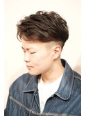 【新富町】メンズツーブロックニュアンスフェザーパーマ