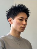 アップバングツーブロックバーバーフェードツイストメッシュ